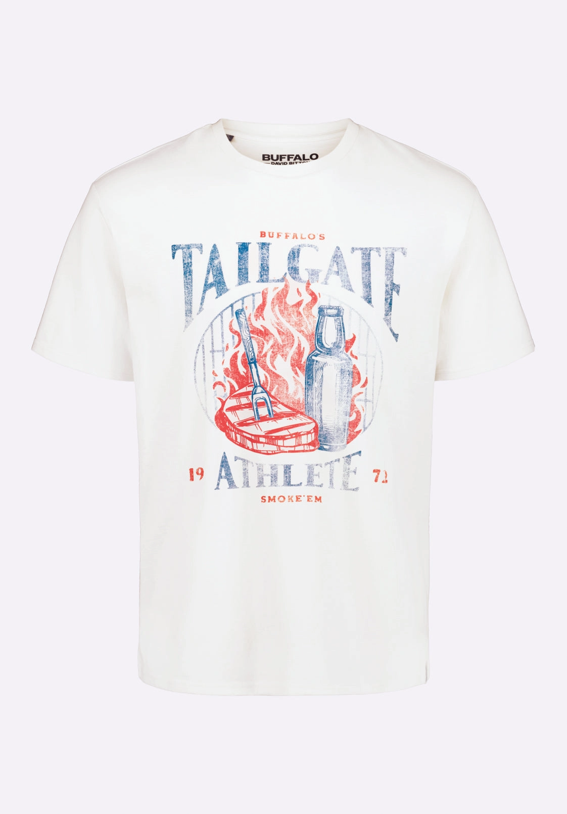 Tailgate Men's Graphic T-Shirt with BBQ Print, Milk - BM24640 Yarn Dye Stripe Comfortable Style
