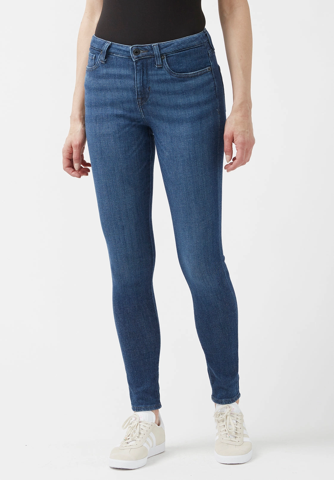 clean design Relaxed Aesthetic Mid Rise Skinny Alexa Women's Jeans in Medium Blue - BL15848