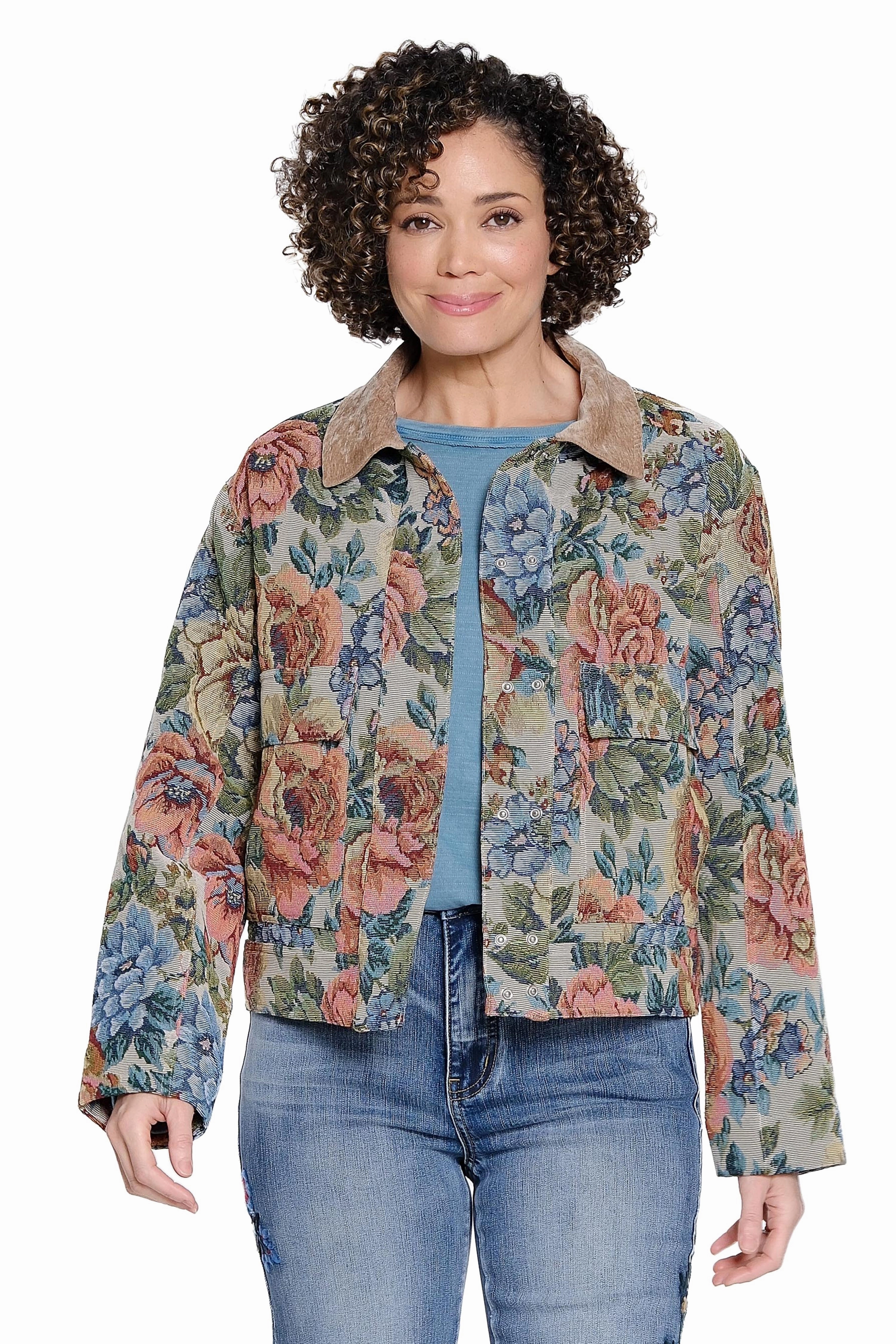 Stretchy Top Tapestry Jacket - Multi Floral