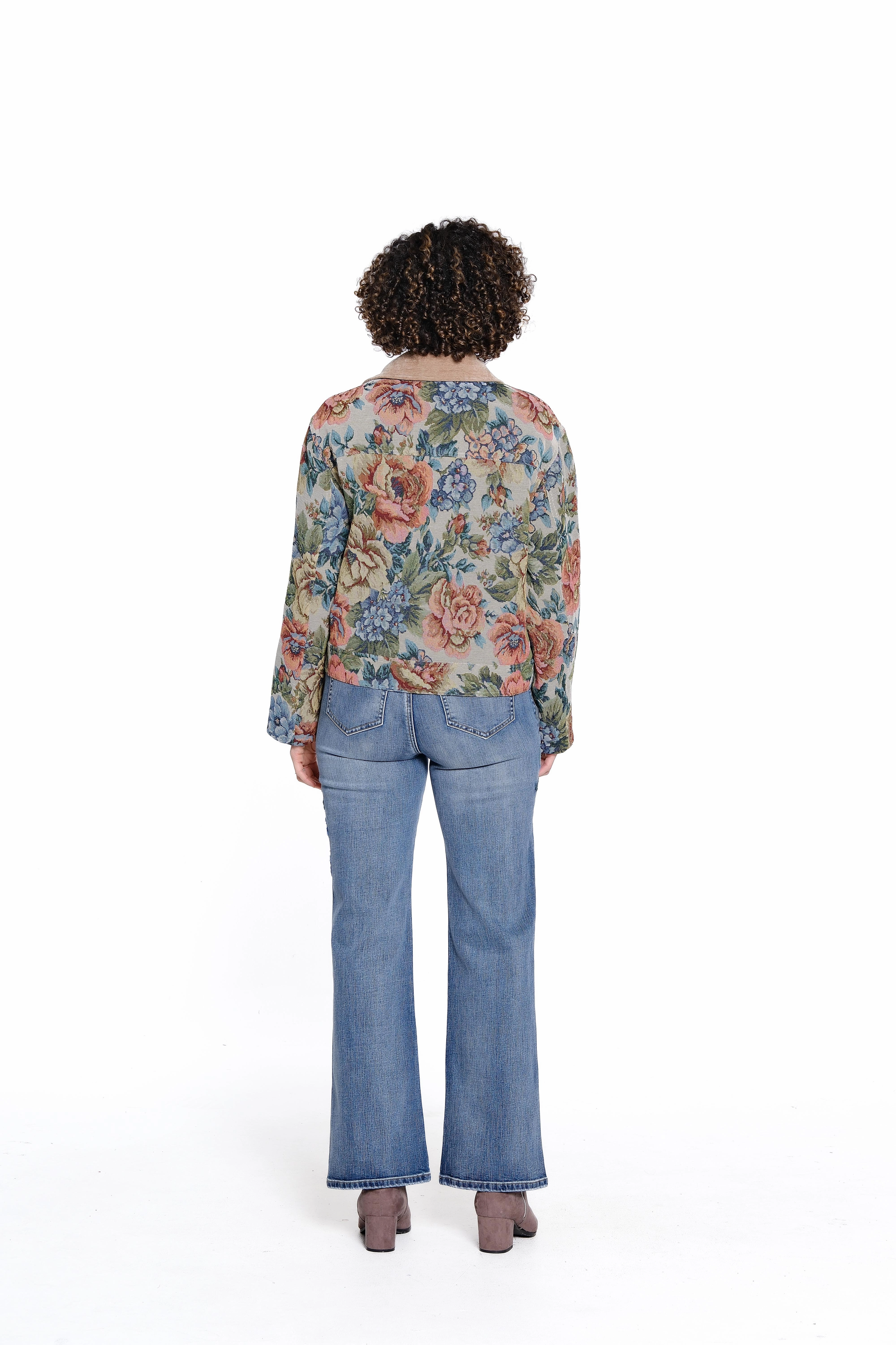Stretch Waistband Design ReinforcedEdges Tapestry Jacket - Multi Floral