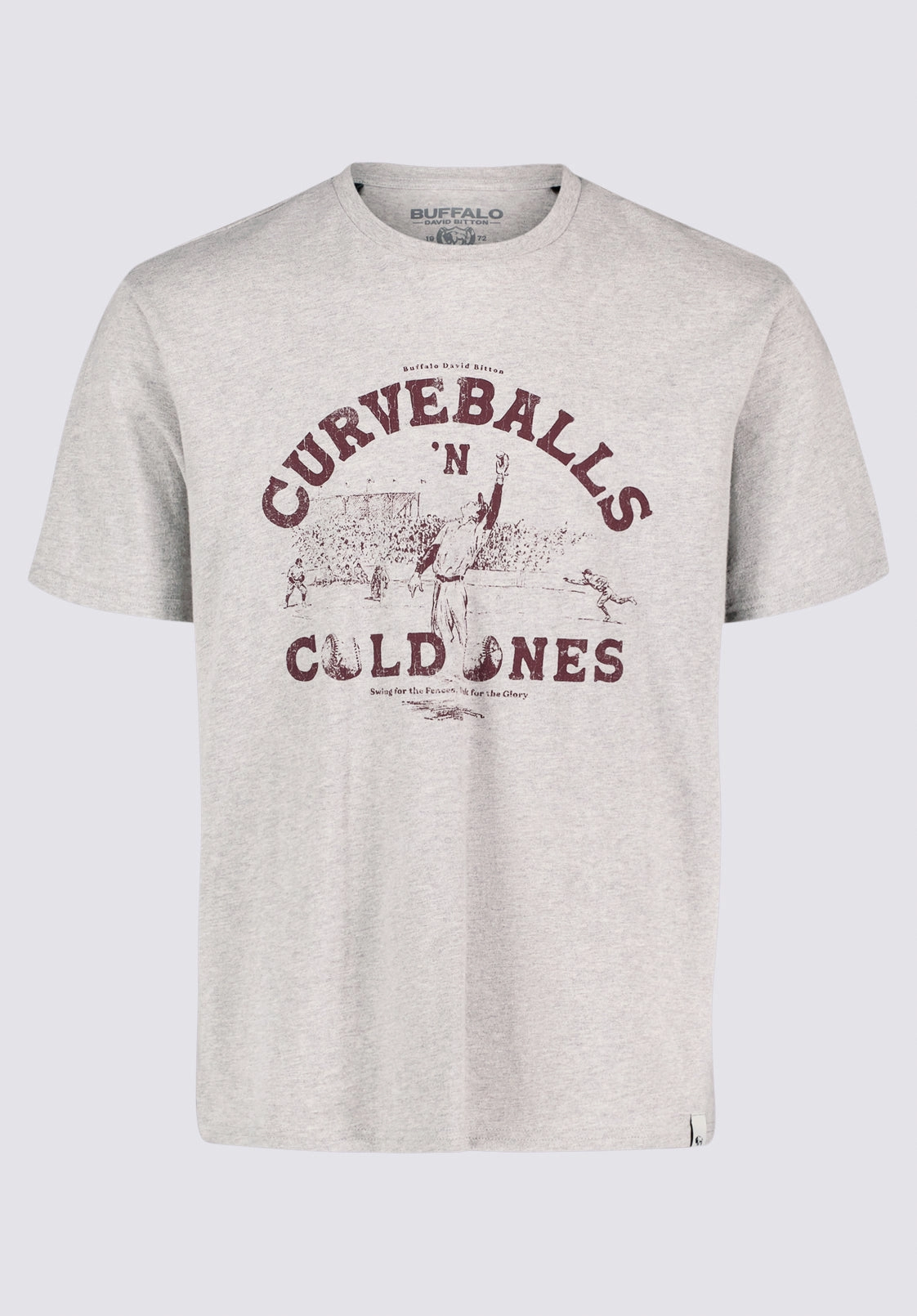 Tavis Men's Graphic T-Shirt with Curveballs 'n Cold Ones Print, Heather Grey - BM24716 Stretchable Material