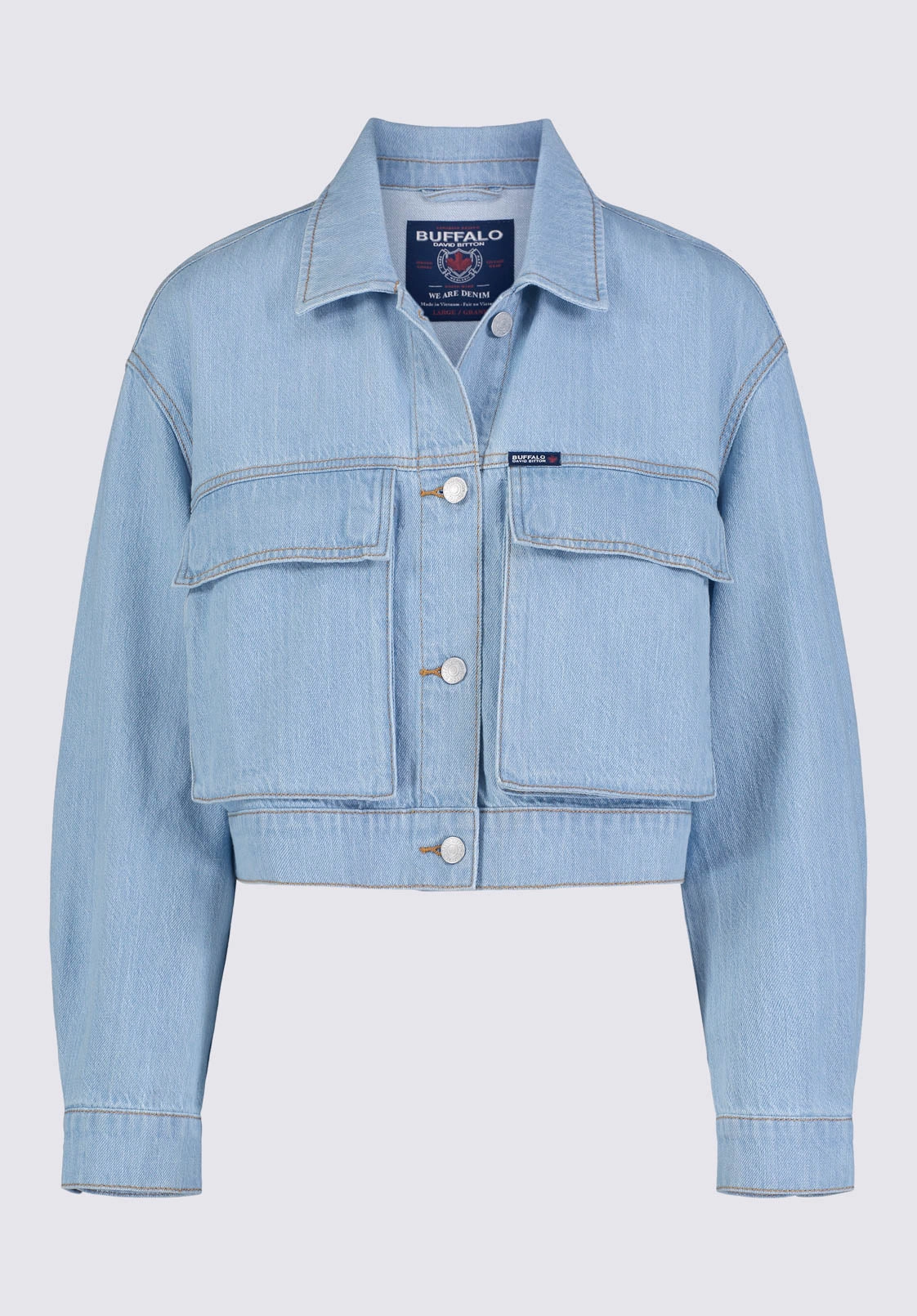 Teagan Women's Boxy Denim Jacket in Bleached Blue - BL15967 Fit For Travel Comfy Essentials