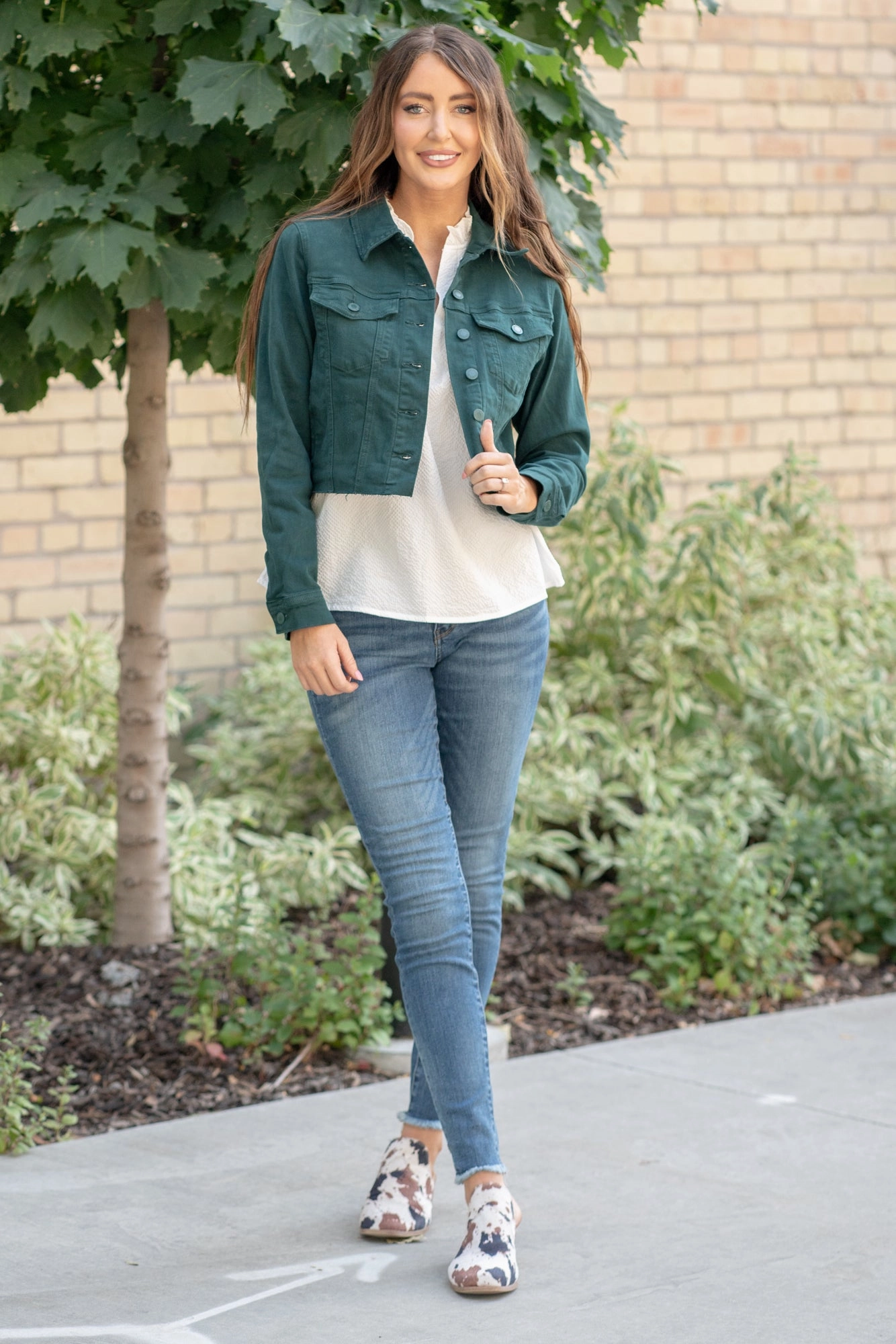 Teal Garment Dyed Grinding Denim Jacket Regular & Plus Sizes Classic Beach Day Travel Outfit Couple Look Lightweight