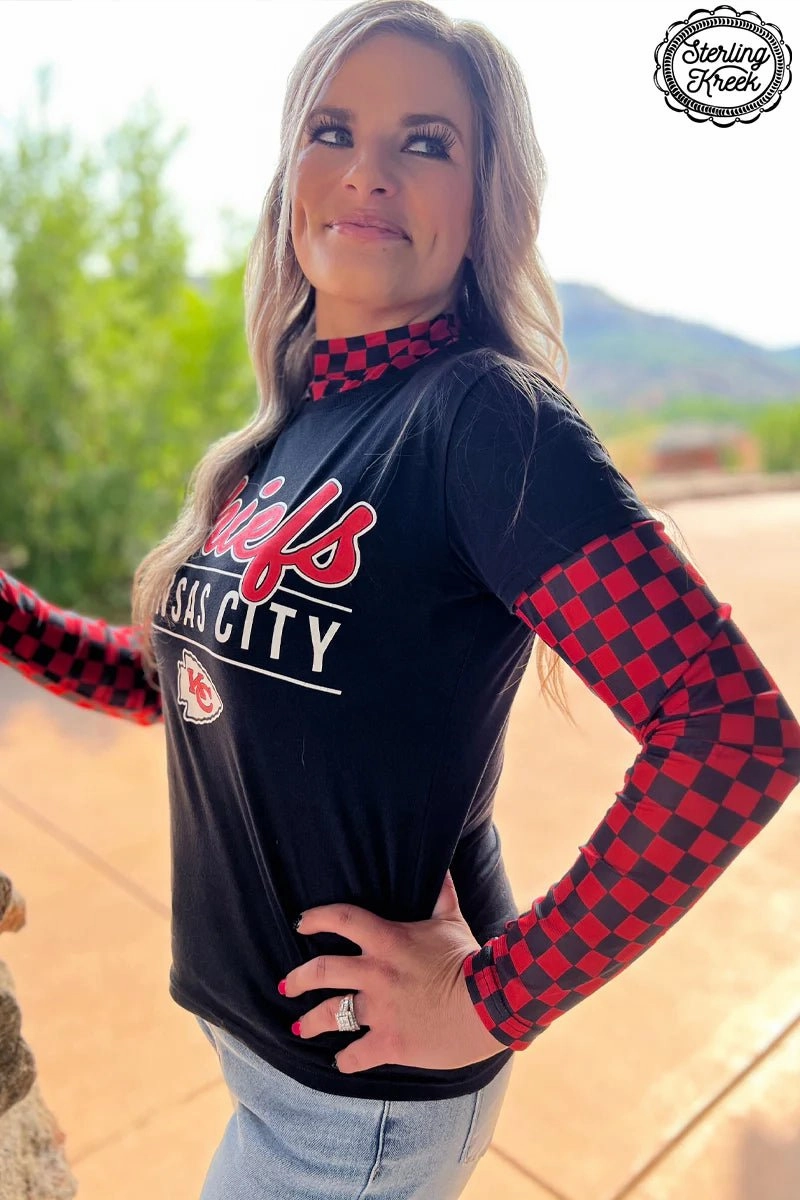 Sterling Kreek Pep Rally Red & Black Mesh Top Comfortable Look