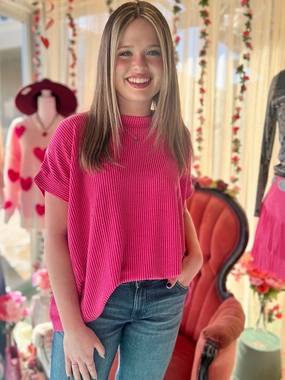 Low Profile Zipper Closure WrinkleResistantWeave Pink Comfy Casual Top