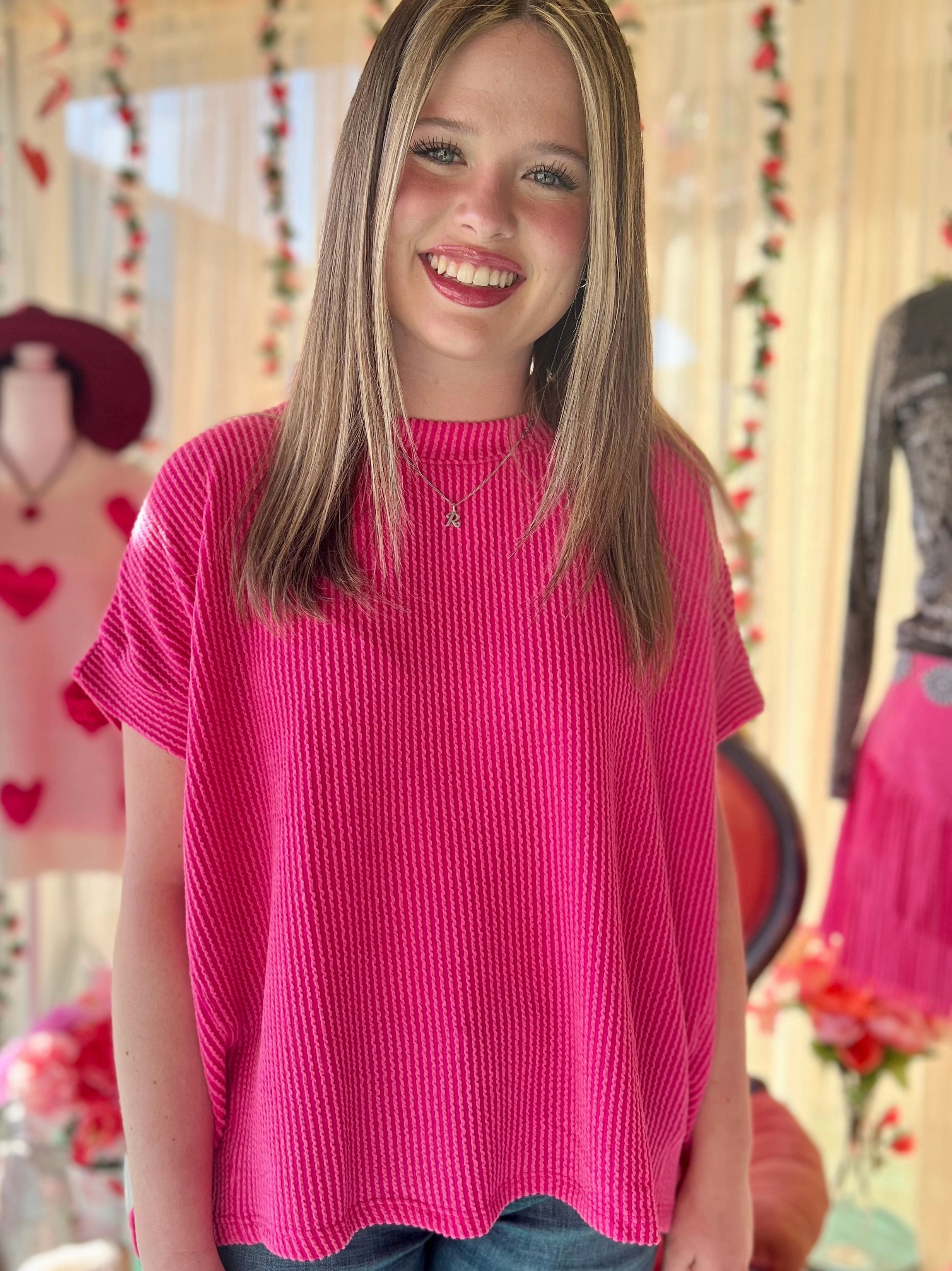 Resilient Fabric Blend Pink Comfy Casual Top