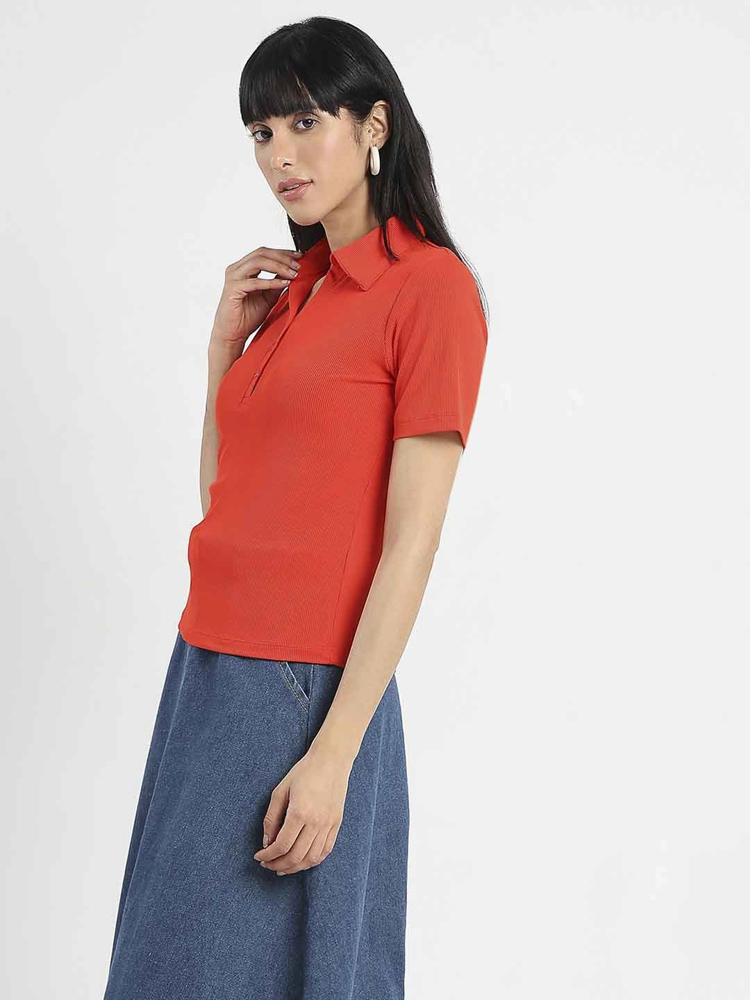 Madame Solid Red Polo Pique T-Shirt Variable Tension Adjustment