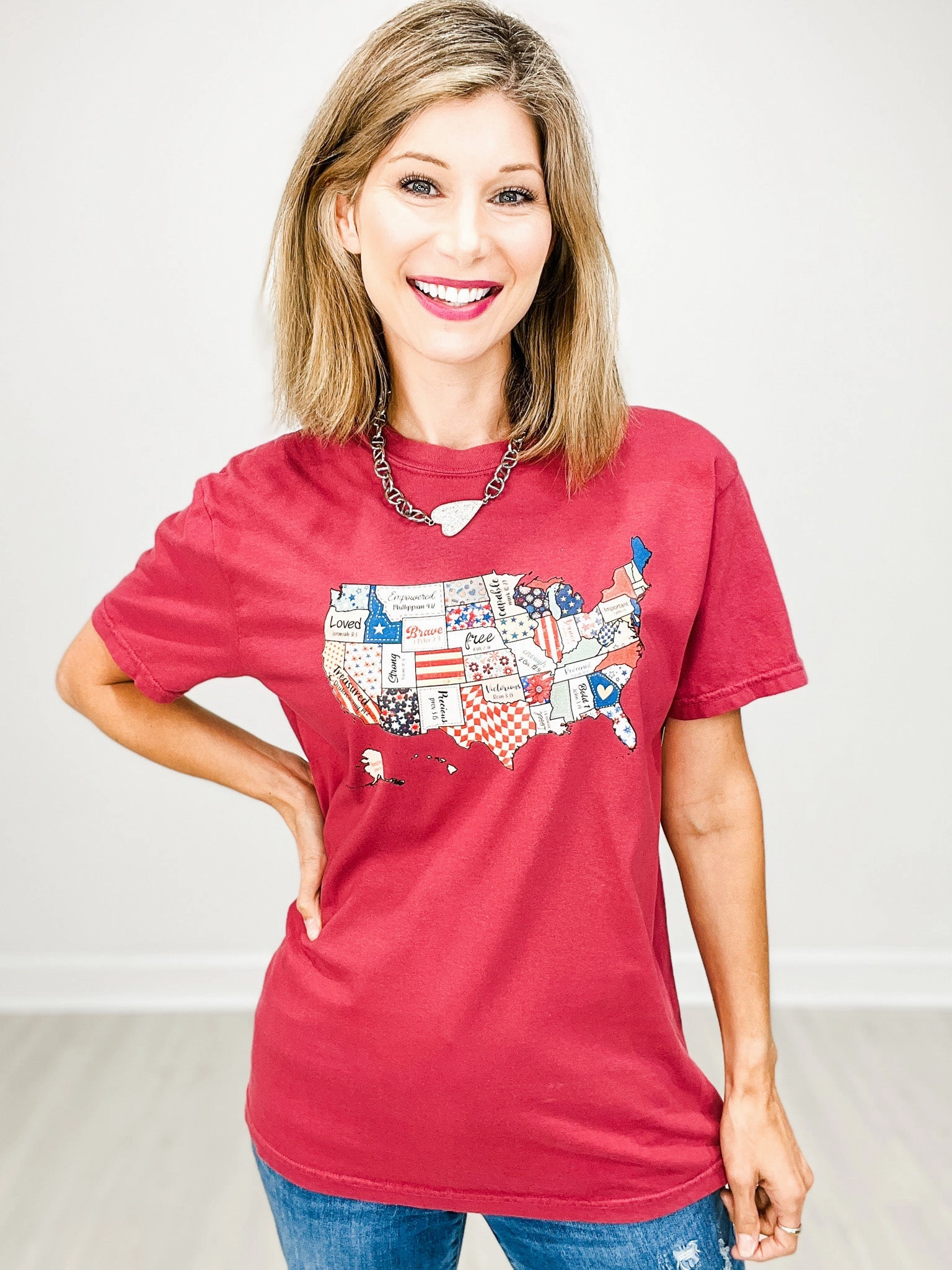 Airflow Mesh Lining Hidden Storage Pocket Patriotic Retro America Graphic Tee