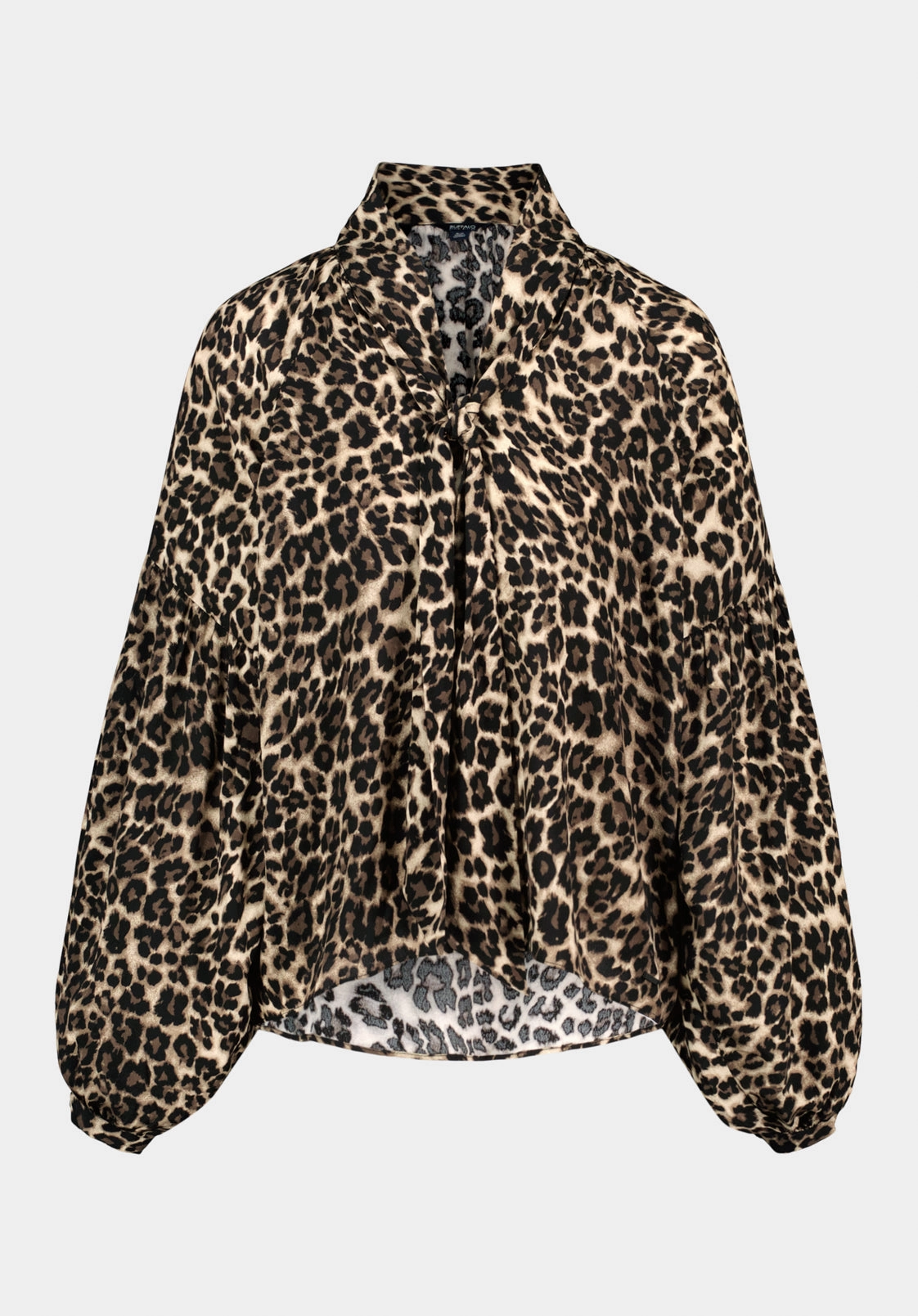 Beach Ready Holiday Travel Carissa Women's Printed Blouse with Bow Neck and Voluminous Sleeves, Leopard - WT0207