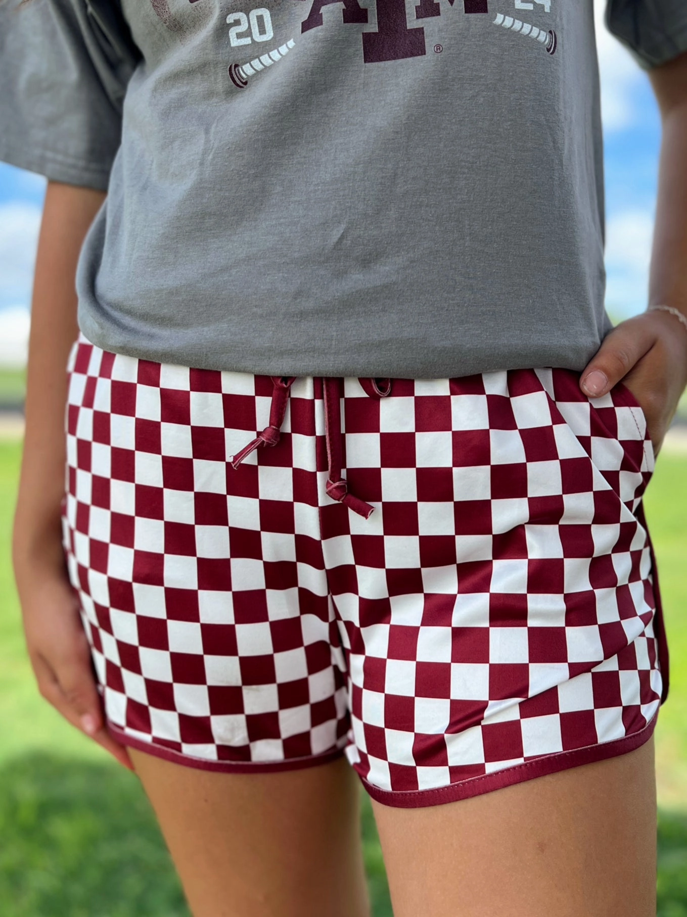 Sterling Kreek Maroon Pep Rally Shorts Gripper Waistband