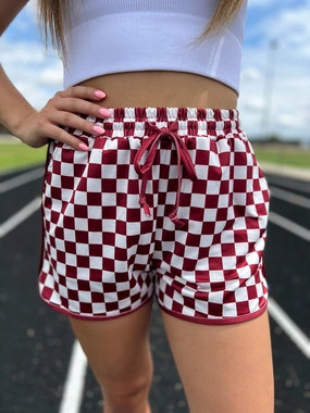 Sterling Kreek Maroon Pep Rally Shorts Reflective details Shape Flex