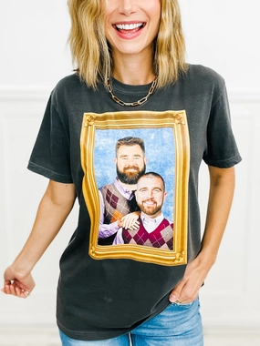 Comfy Fit Football Brothers Framed Graphic Tee