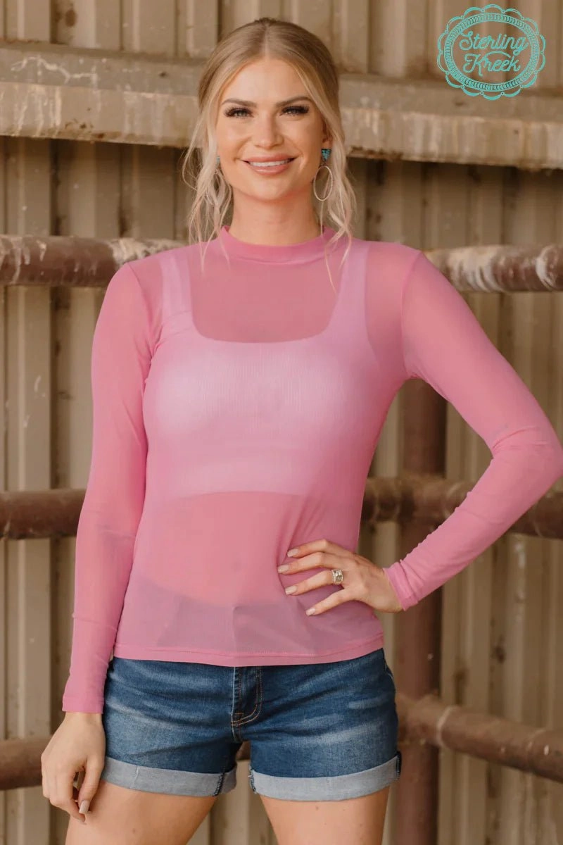 ReinforcedShoulderConstruction Sterling Kreek PLUS Light Pink Meshed Out Top