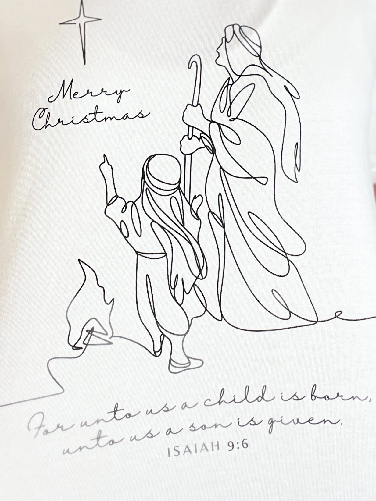 FlatlockStitching Unto us a Child Was Born Graphic Top