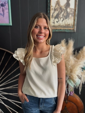 Minimalist Silhouette Textured Bow Frilled Butterfly Sleeve Blouse-3 Colors