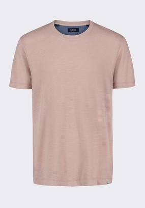 WindproofBarrierTechnology Karlton Men's Waffle-Knit Short-Sleeve Crewneck T-Shirt, Adobe Rose - BM24538