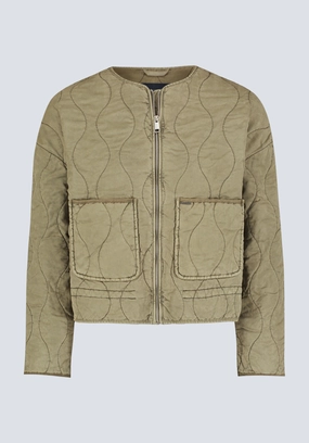 Annalee Women's Quilted Cropped Jacket, Olive Green - JK0025H Glow In Dark Trims Eco Friendly