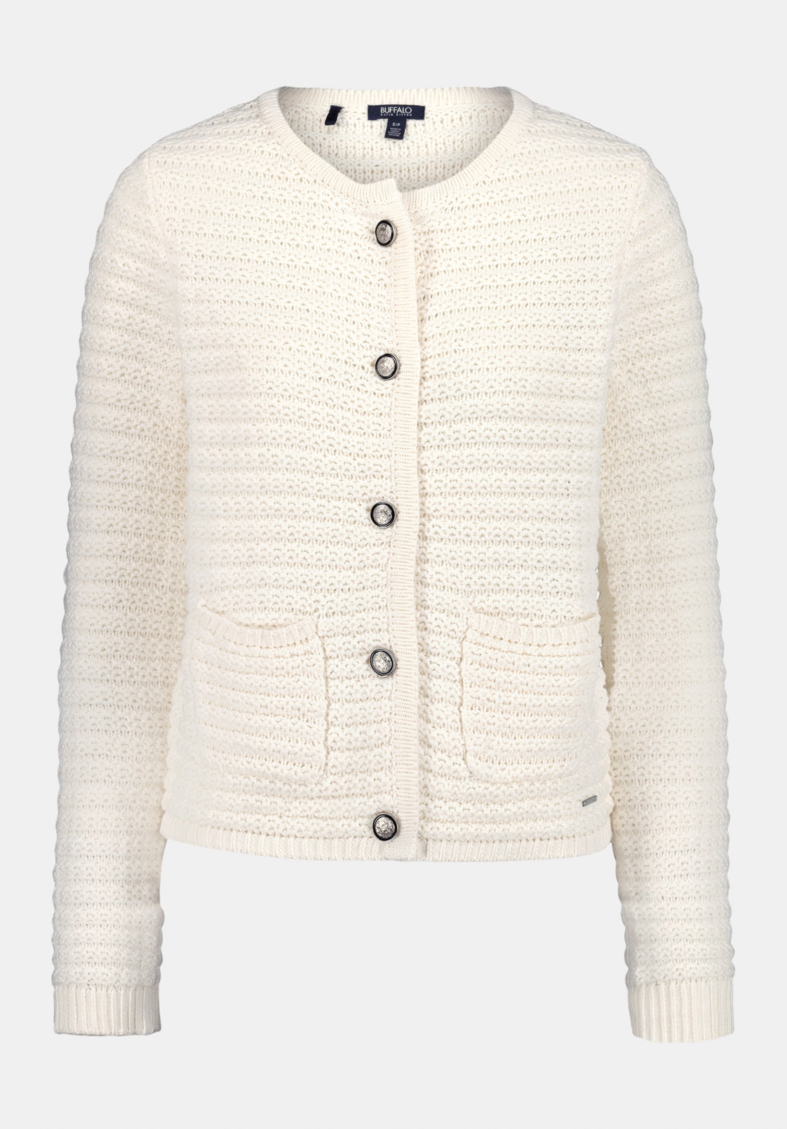 Elettra Women's Textured Knit Button-Front Cardigan, Pristine - SW0140 Turtleneck Simple Chic
