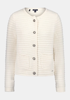 Elettra Women's Textured Knit Button-Front Cardigan, Pristine - SW0140 Turtleneck Simple Chic