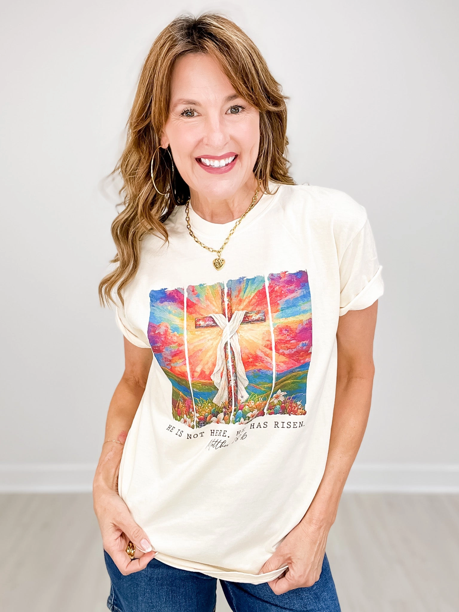 He is Not Here. He Has Risen Graphic Tee Fitted Design