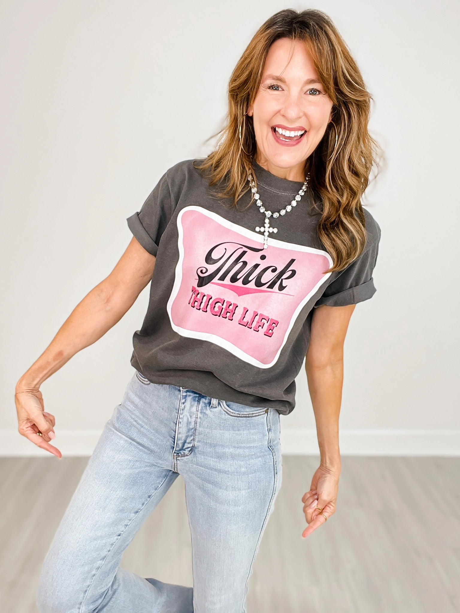 Sweat Absorbing Lining Thick Thigh Life Graphic Tee