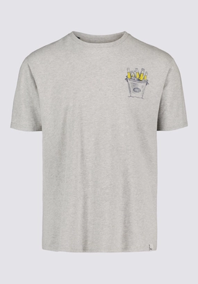 Grid Texture Fabric Multi Panel Construction Thirsk Men's Graphic T-Shirt with Spirit of Summer Print, Heather Grey - BM24659