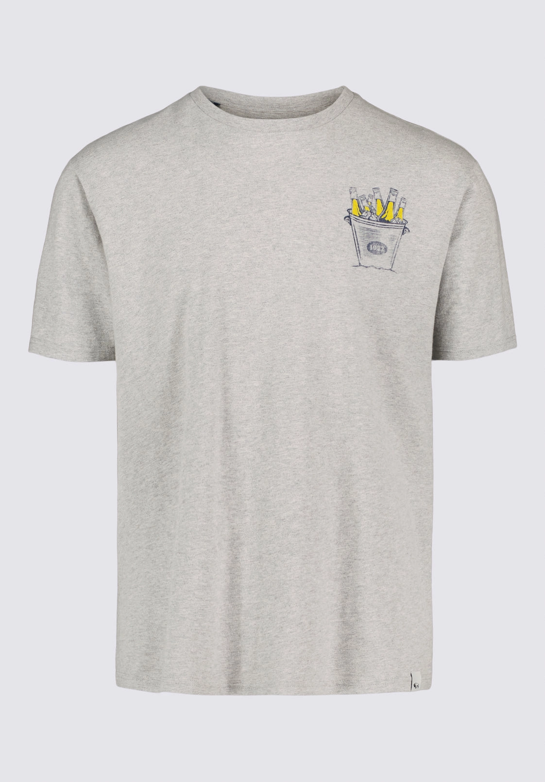 Grid Texture Fabric Multi Panel Construction Thirsk Men's Graphic T-Shirt with Spirit of Summer Print, Heather Grey - BM24659