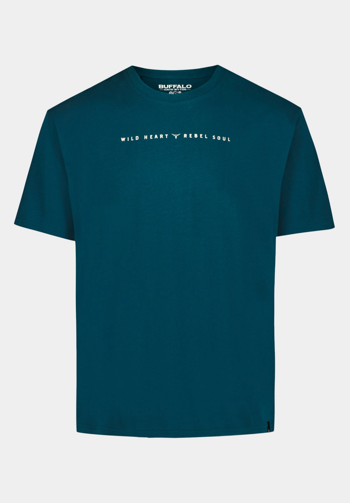 Temperature control HiddenVentilationPockets Tilden Men's Graphic T-Shirt with Buffalo and Rebel Soul Print, Deep Teal - BM24708
