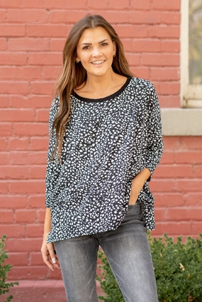 Leopard Knit Oversized Top Quality Wear Non Chafe Seams