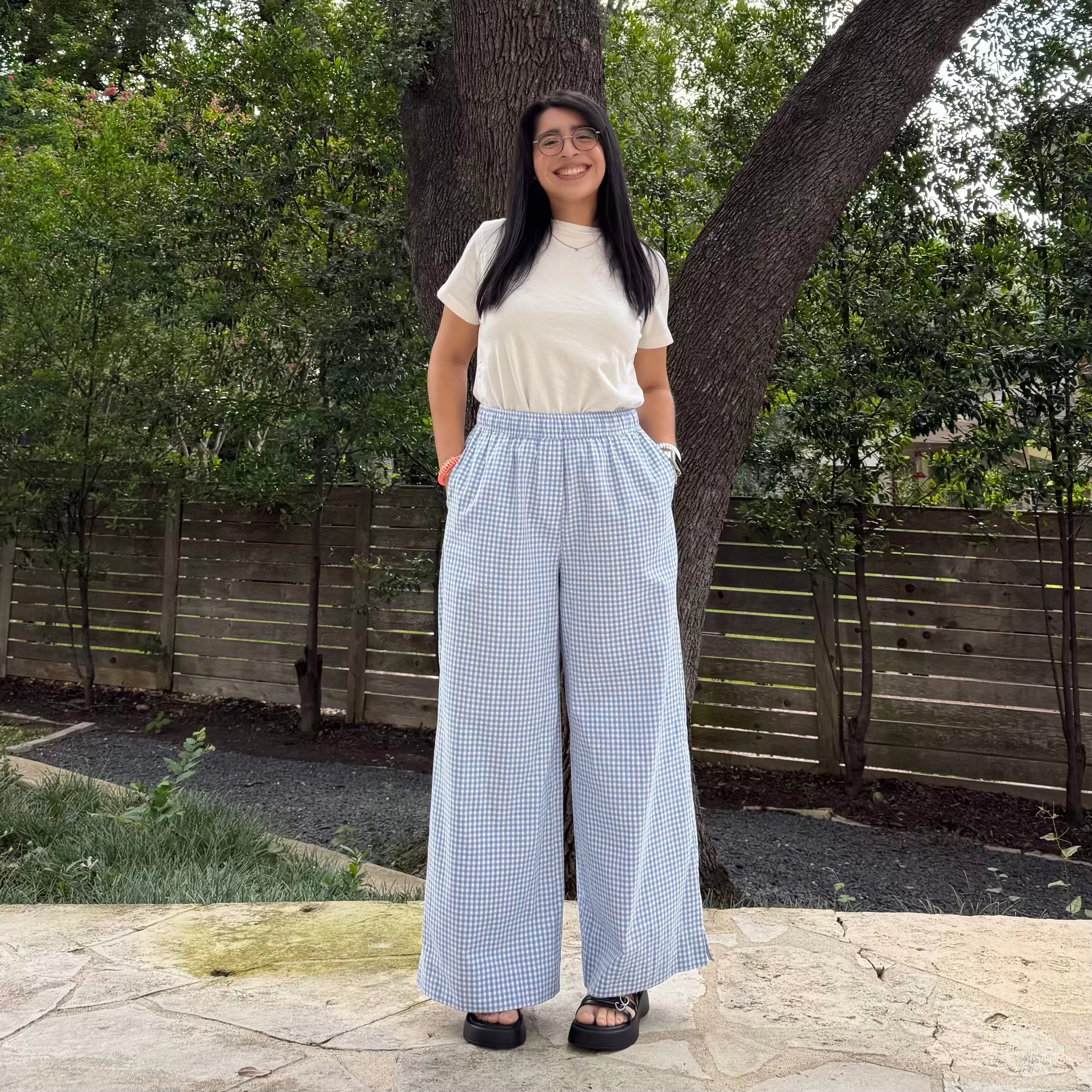 Tear Resistant Weave 28" Inseam Picnic Pants - Blue Gingham *Clearance Sale*