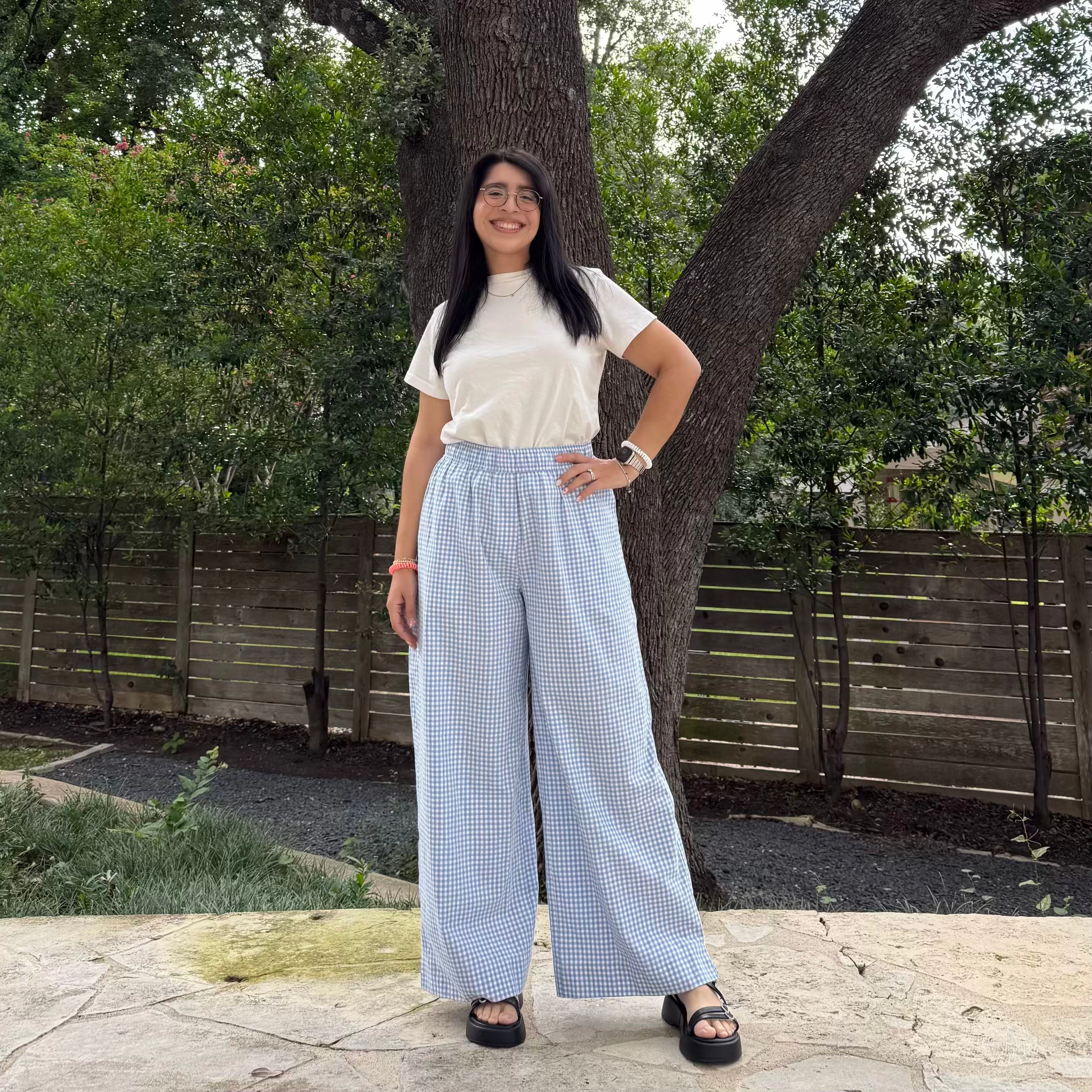 Urban Style Quick Dry Wear 28" Inseam Picnic Pants - Blue Gingham *Clearance Sale*