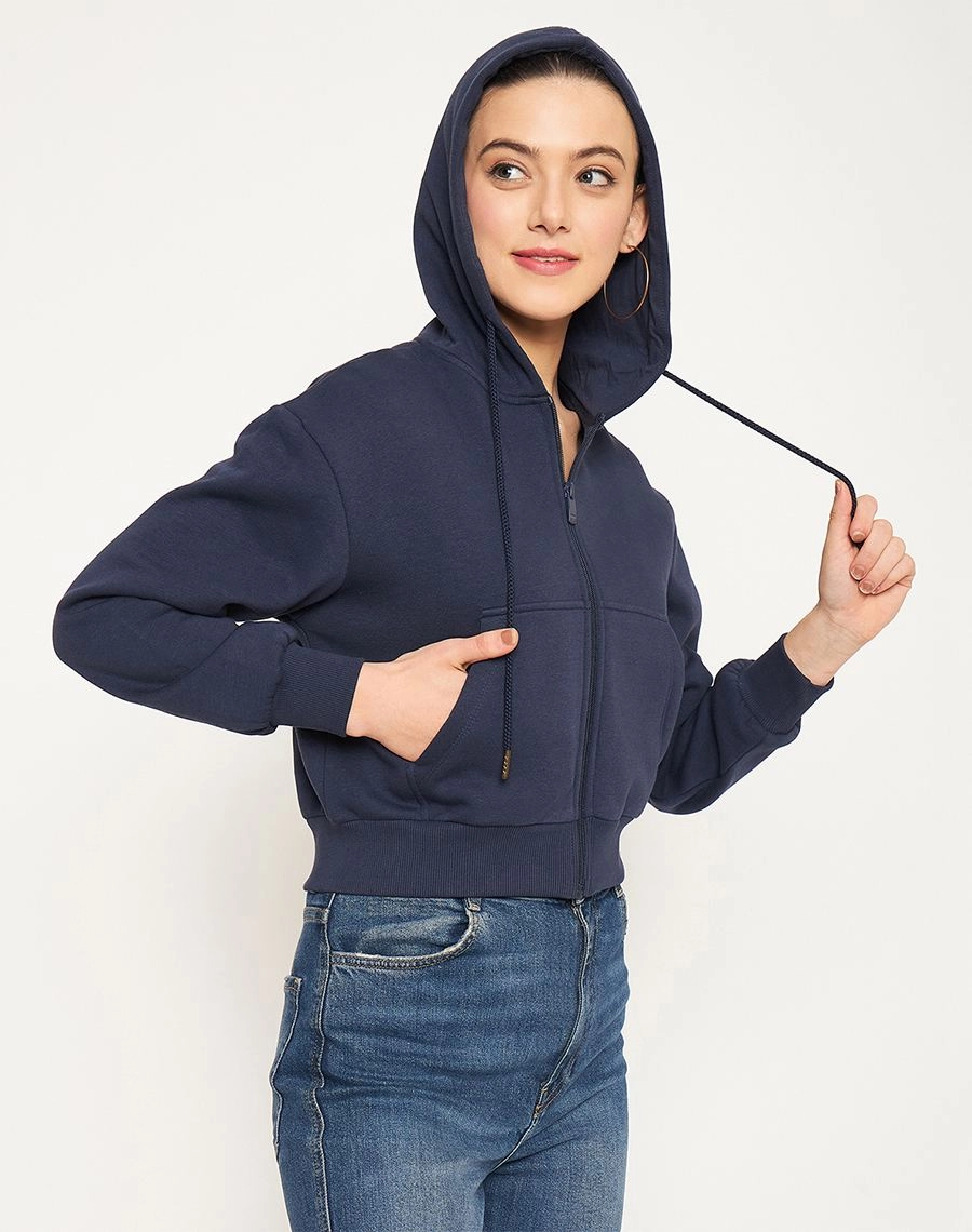 Madame Navy Hood Neck Sweatshirt Fashion Piece