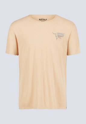 Tivis Men's Distressed Buffalo Graphic T-Shirt with Back Print, Curry - BM24510 Hypoallergenic Inner Layer Sporty Cardigan