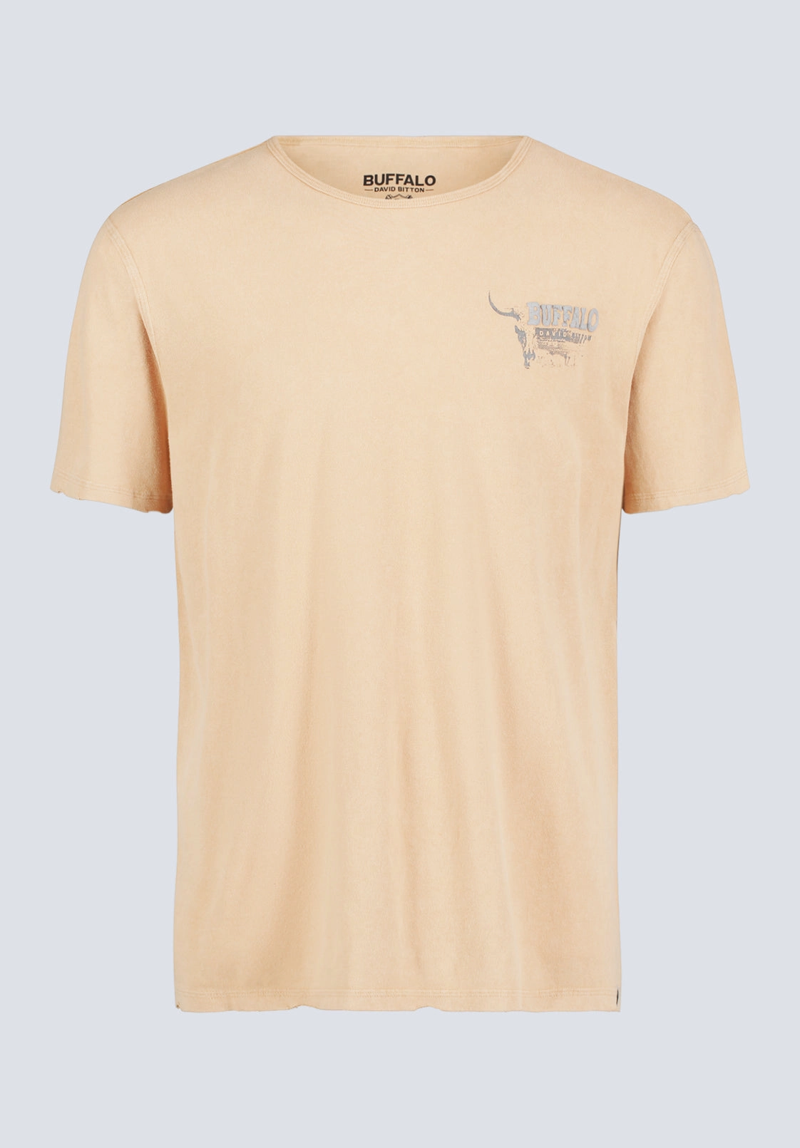 Ergonomic Cut Tivis Men's Distressed Buffalo Graphic T-Shirt with Back Print, Curry - BM24510