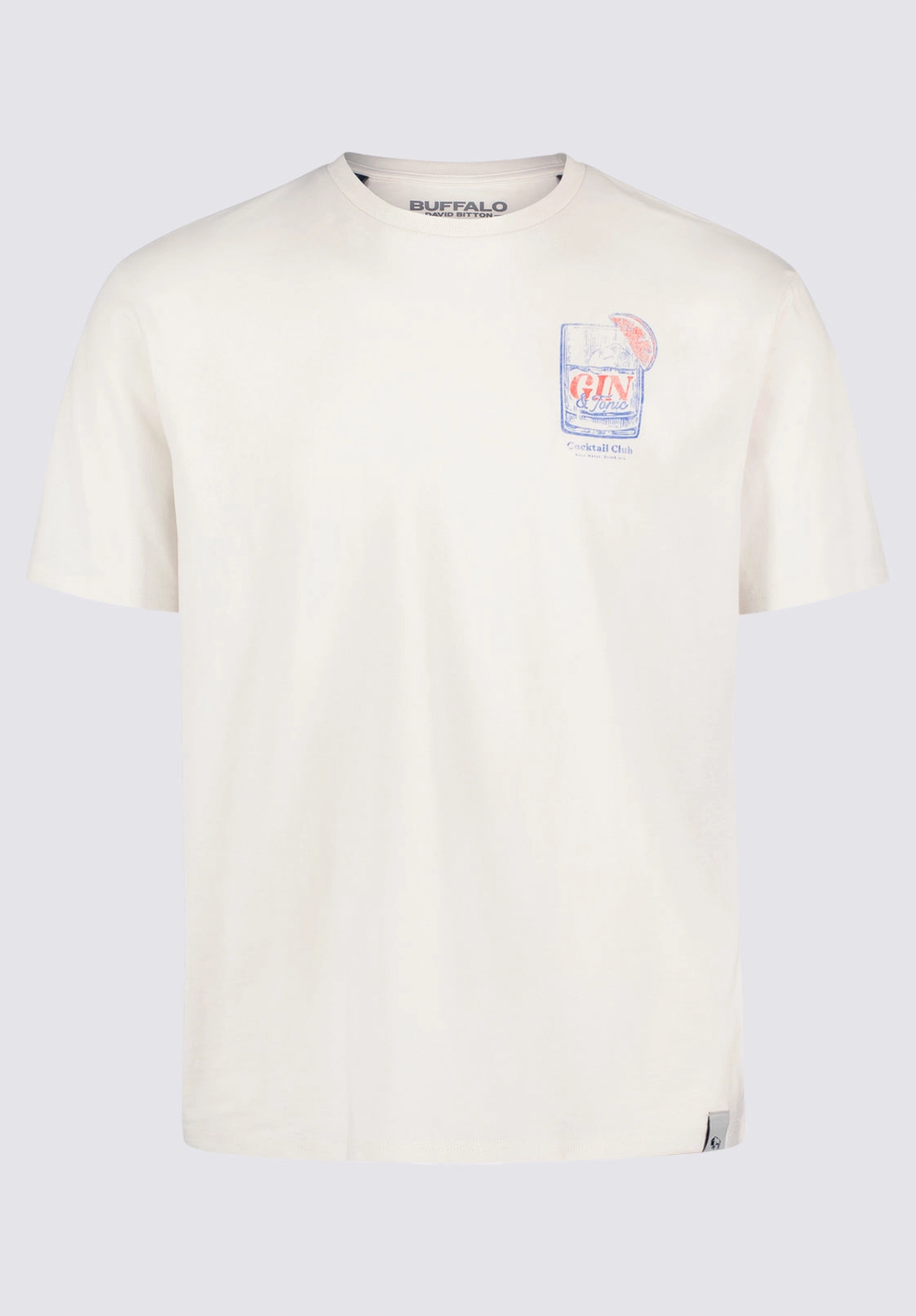 High Stretch Fabric ErgonomicShape Torpoint Men's Graphic T-Shirt with Gin & Tonic Print, Milk - BM24654