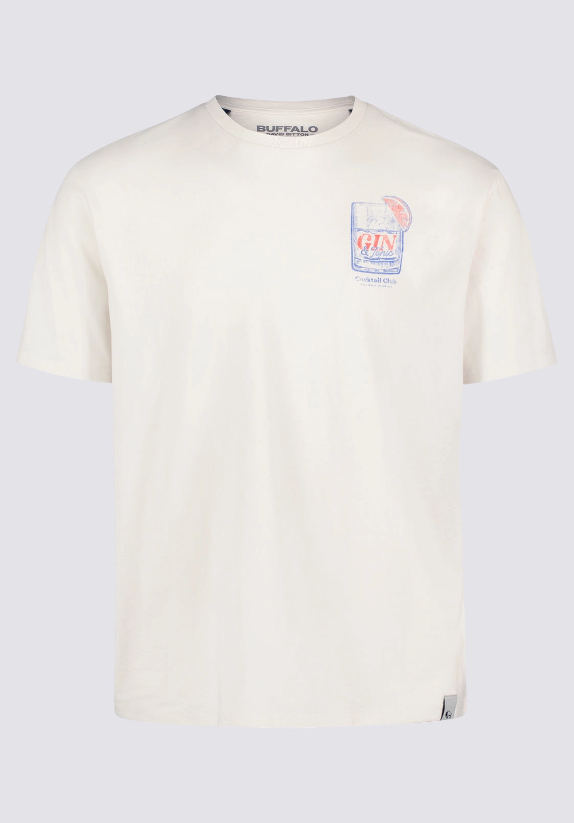 Non Chafing Side Seams Active Look Torpoint Men's Graphic T-Shirt with Gin & Tonic Print, Milk - BM24654