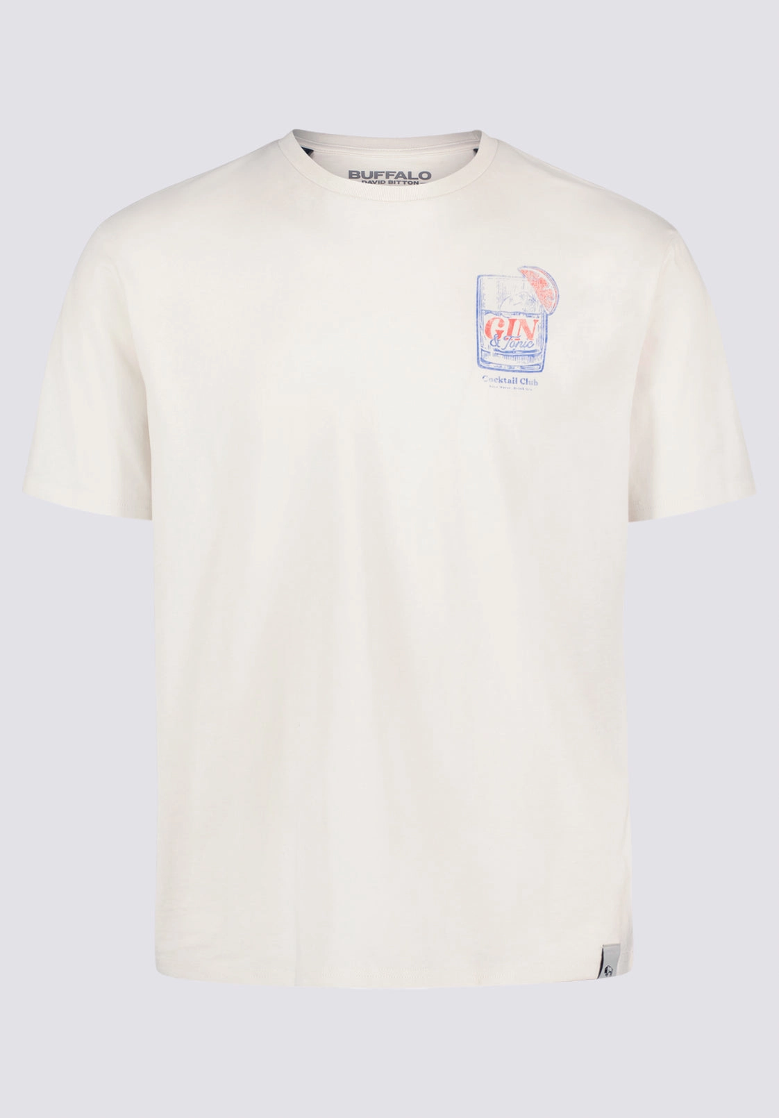 Modern Design Stretch Material Torpoint Men's Graphic T-Shirt with Gin & Tonic Print, Milk - BM24654