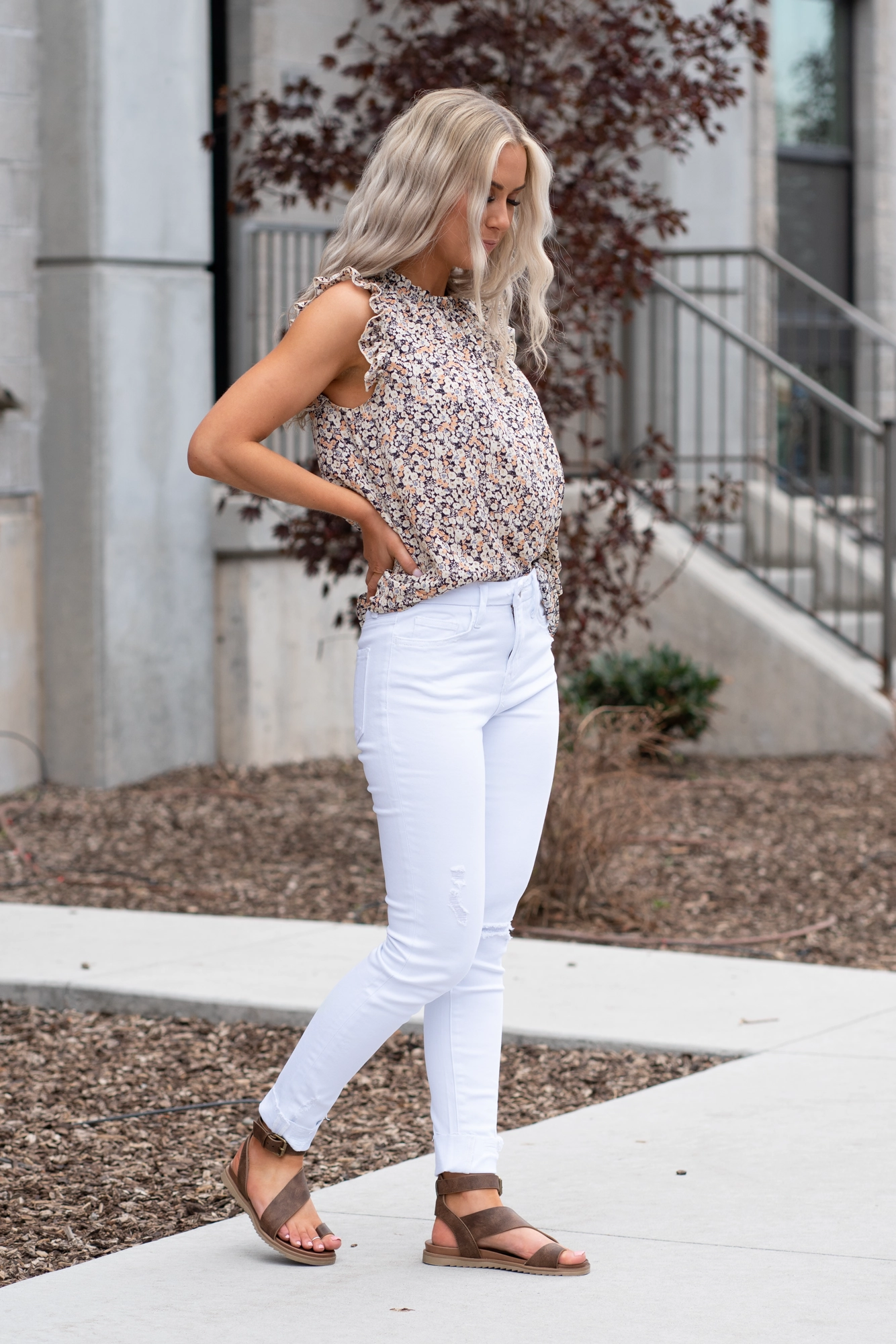 Balanced Wardrobe Optic White Cuffed High Rise Skinny