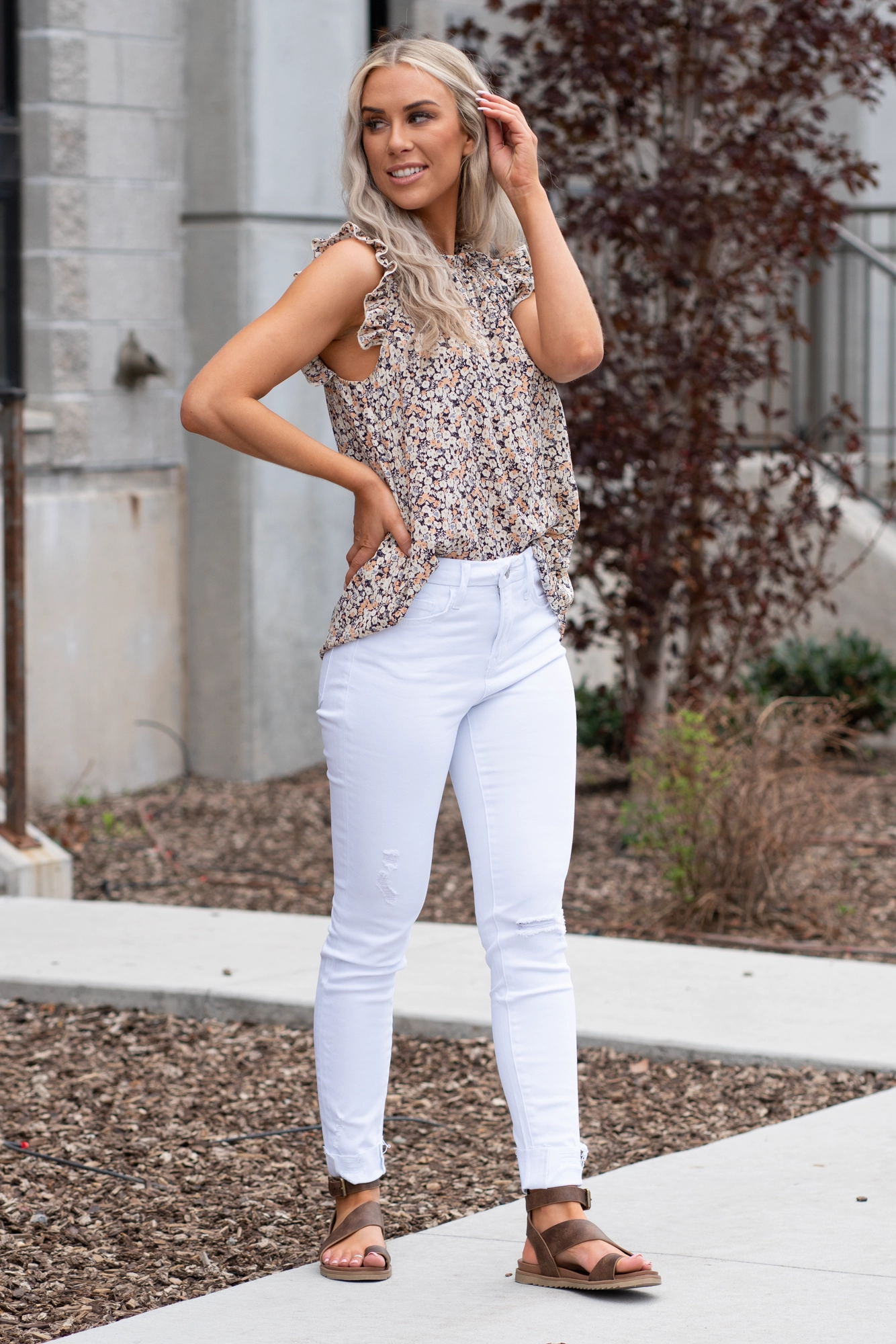 Daily Go-To Optic White Cuffed High Rise Skinny
