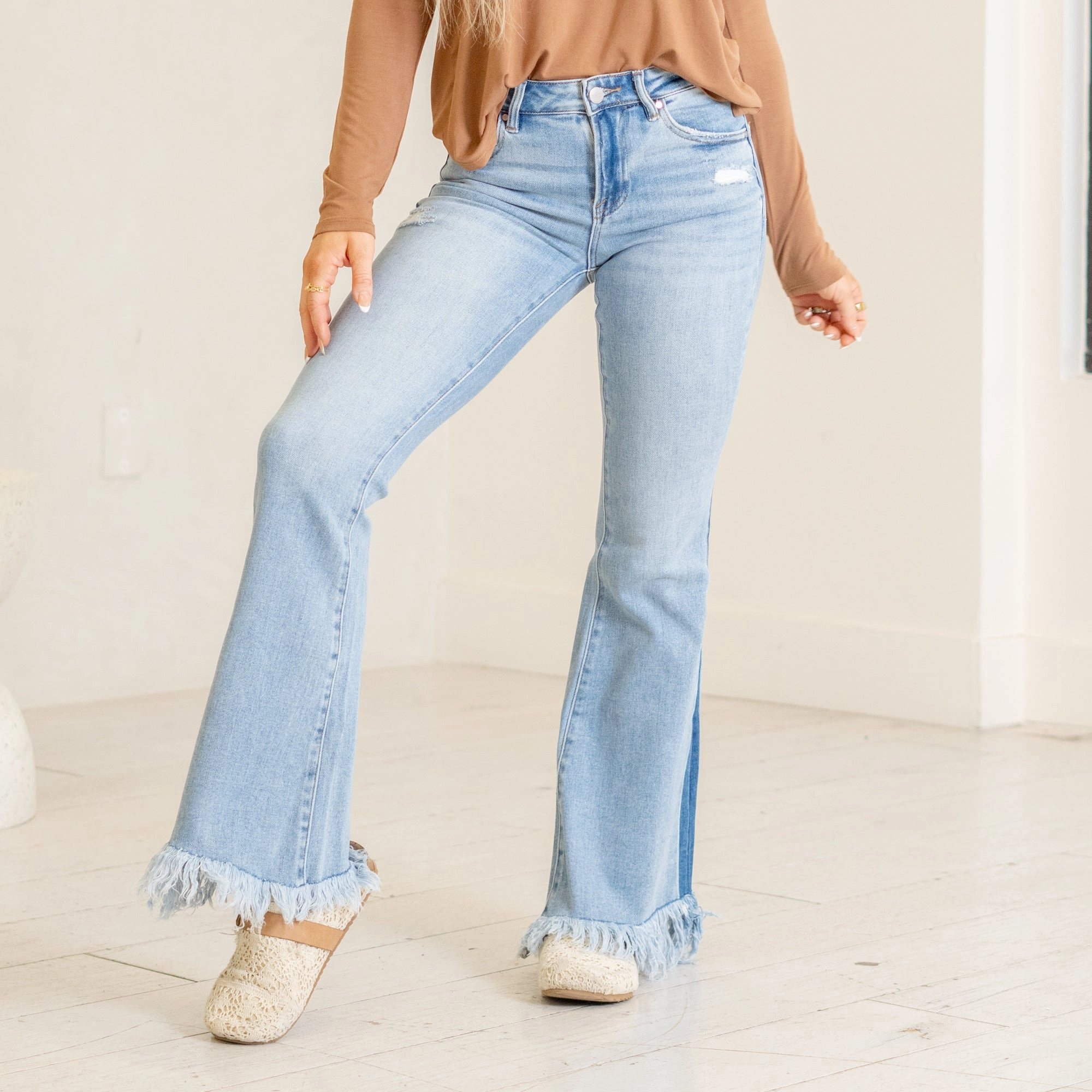 Spring Revival Mid Rise Flare Regular & Plus Sizes Sleek Look Night Out Rainy Day