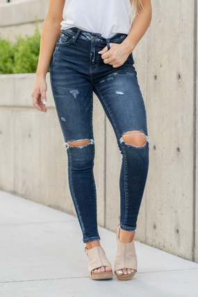 Bellevue High Rise Distressed Skinny Couple Look Work Ready