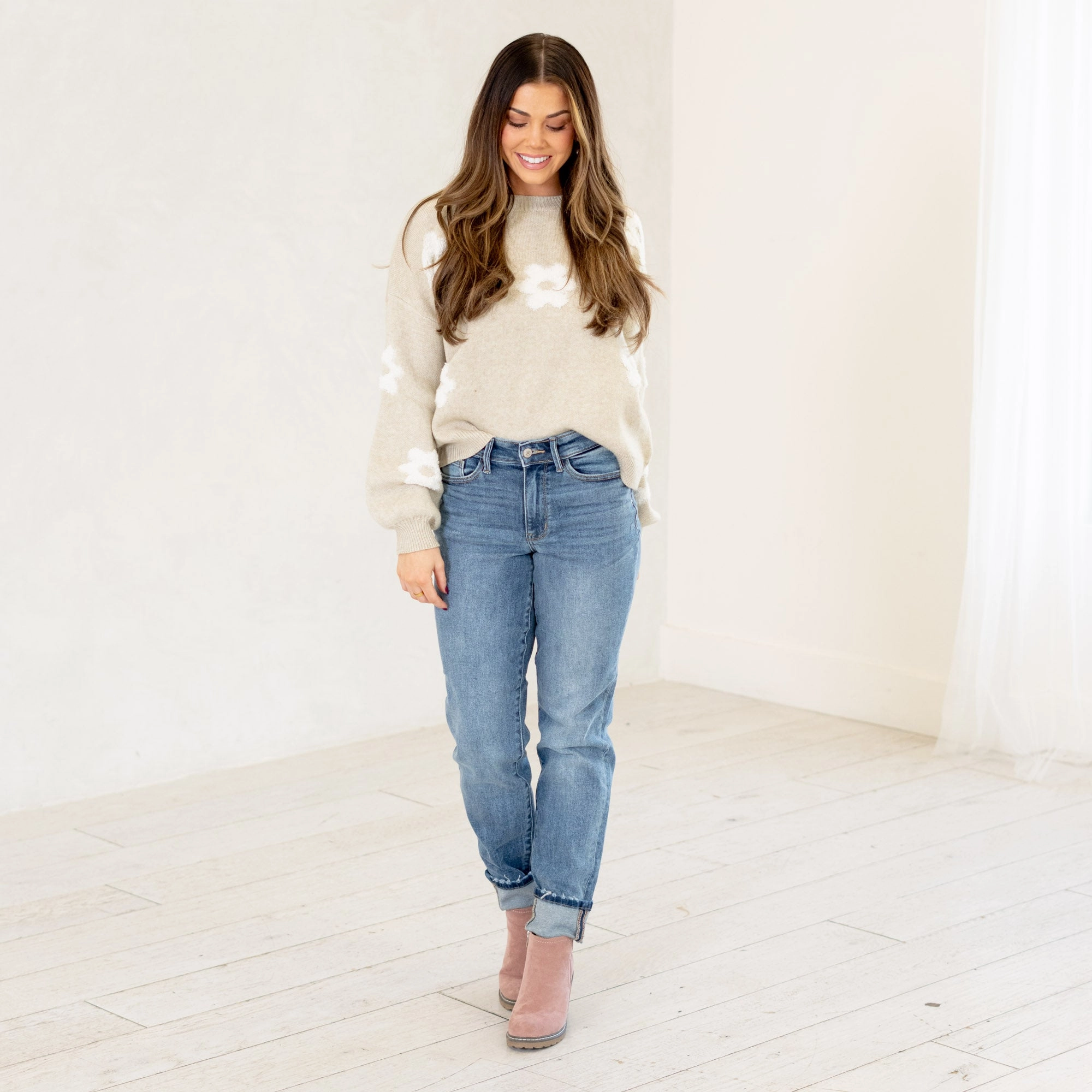 Desert Dusk Mid Rise Vintage Wash Boyfriend Regular & Plus Sizes Chill Outfit Spring Mood Stylish Casual Evening Stroll