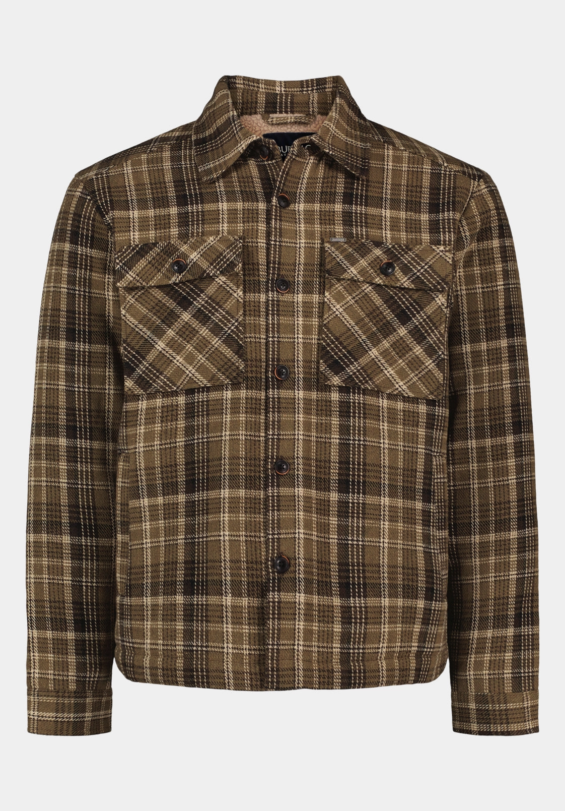 Travel Wardrobe Reinforced Shoulder Panels Jaceko Men's Sherpa-Lined Plaid Shirt Jacket, Fern - BM24745