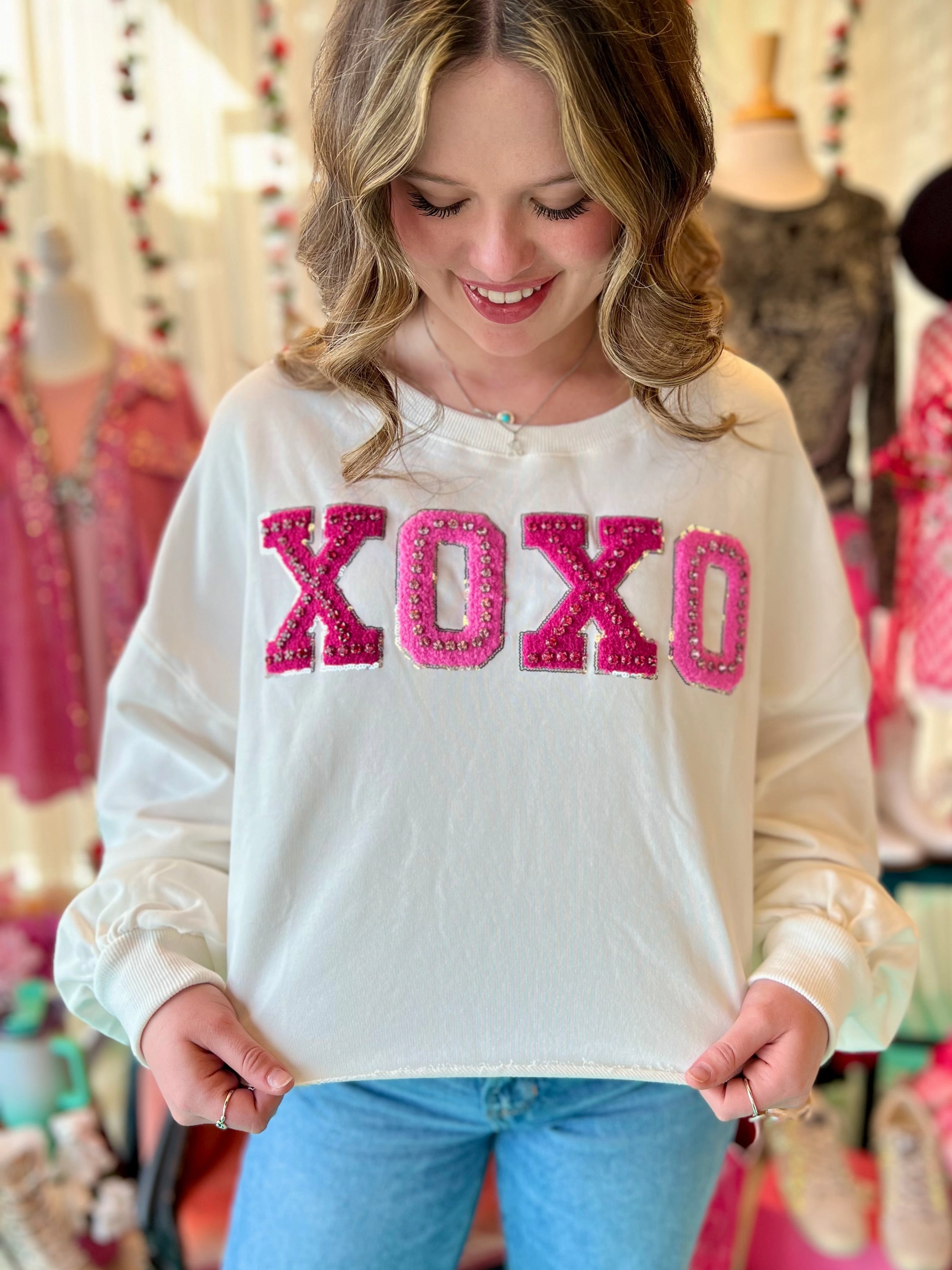 XOXO Cropped Sweater* NonChafingTrim DoubleStitched Construction