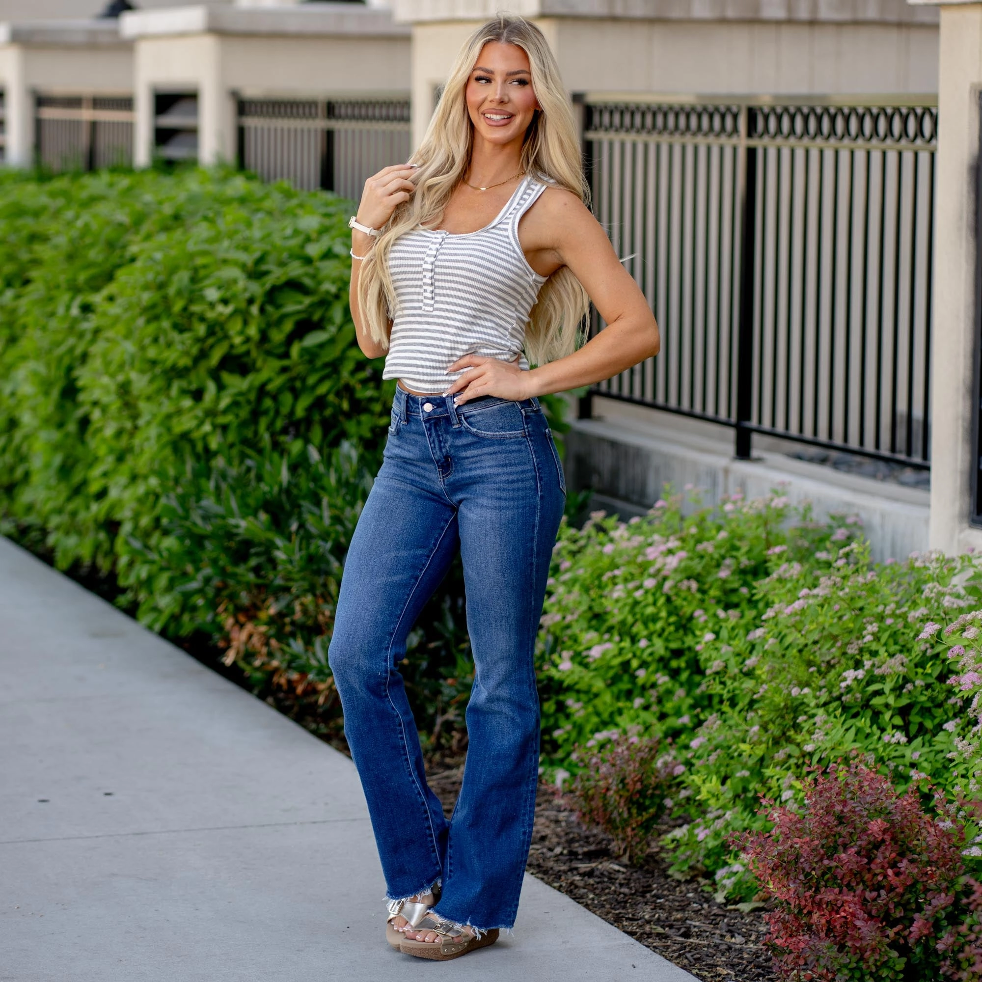 Eagerly High Rise Raw Hem Bootcut Regular & Plus Sizes standard fit