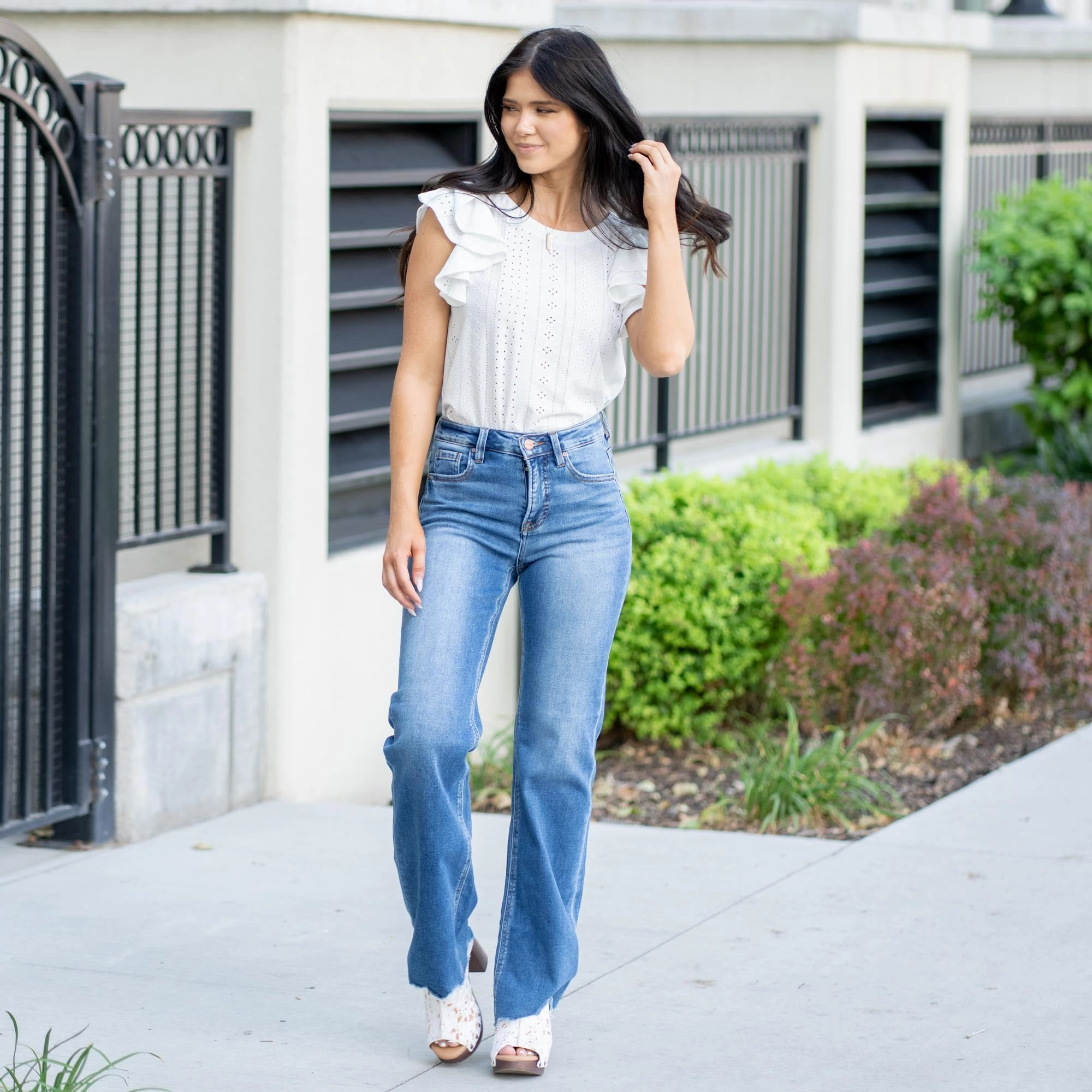 True Balance Tummy Control Top Raw Hem Wide Leg Regular & Plus Sizes Streetwear Mood