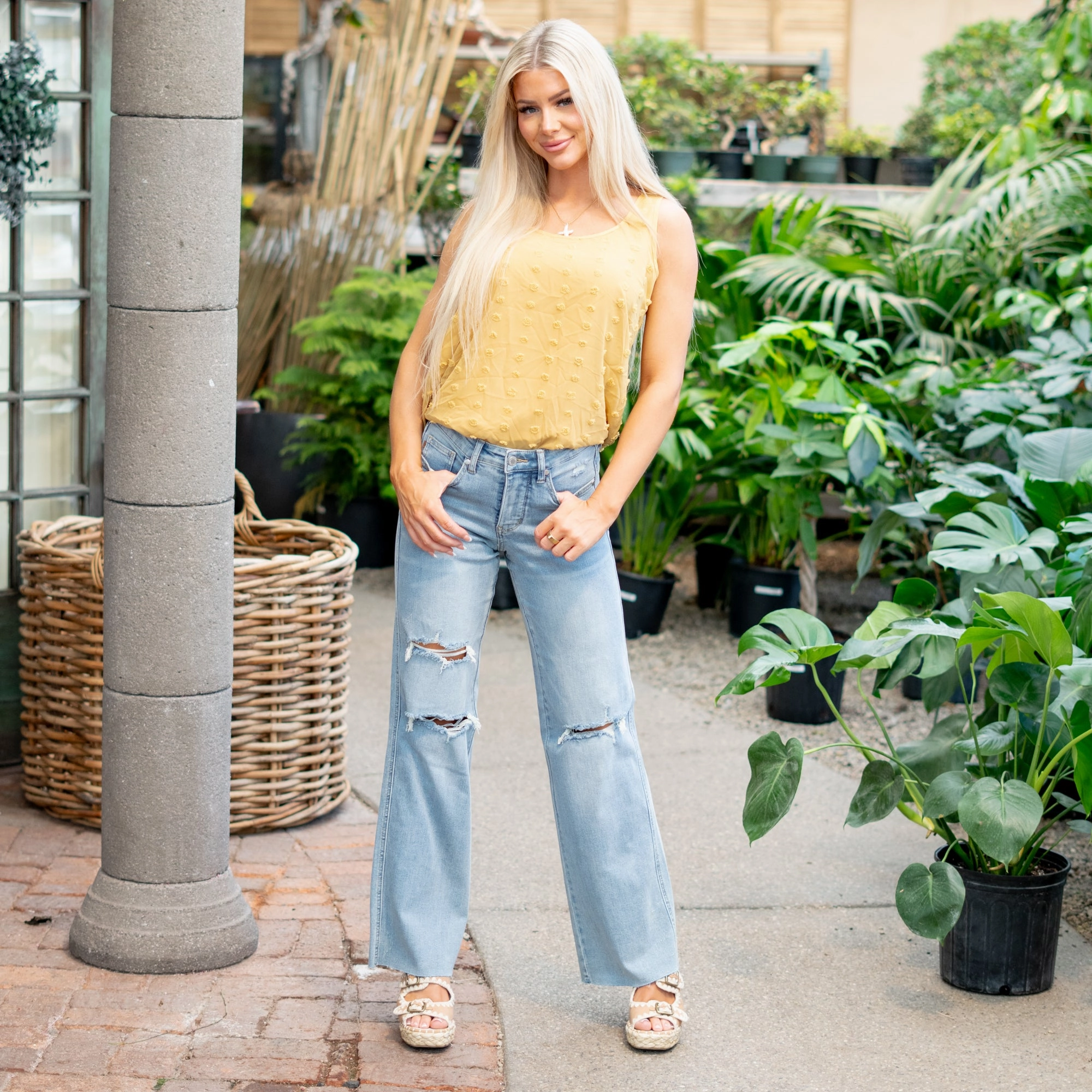 April Skies Mid Rise Tummy Control Top Wide Leg Regular & Plus Sizes Comfy Wear