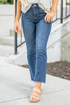 Tummy Control Top Dark Denim High Rise Kick Flare Regular & Plus Sizes Formal City Walk Party Look