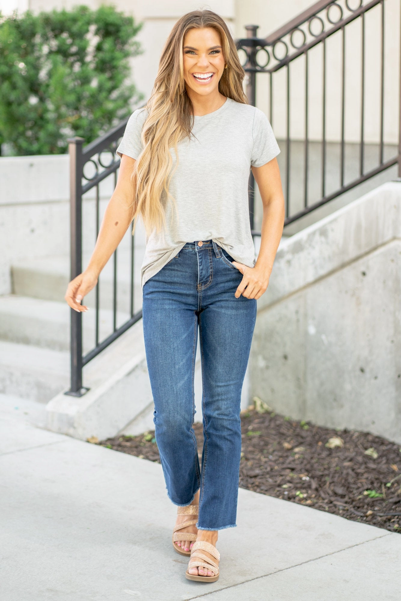 Tummy Control Top Dark Denim High Rise Kick Flare Regular & Plus Sizes Couple Look Eco Friendly Bold Road Trip