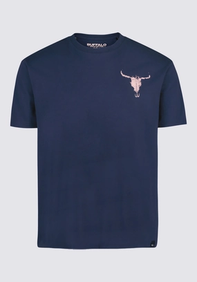 Reinforced Shoulder Seams Water Repellent Finish Tundla Men's Graphic T-Shirt with Buffalo Skull Print, Whale - BM24658